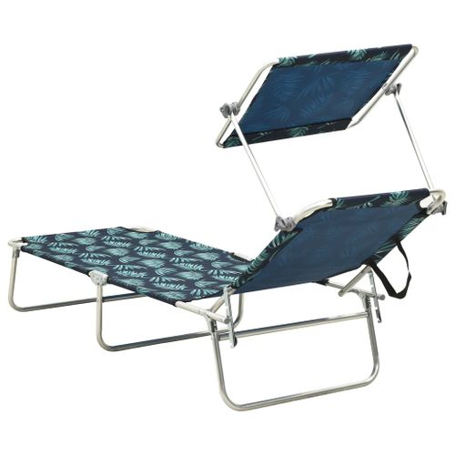 Chaise longue pliable avec auvent Motif de feuilles Aluminium - Photo n°3; ?>