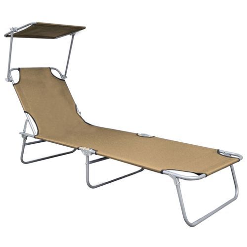 Chaise longue pliable avec auvent Taupe Aluminium - Photo n°3; ?>