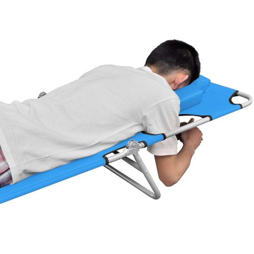 Chaise longue pliable avec coussin de tête Acier Bleu turquoise - Photo n°2; ?>