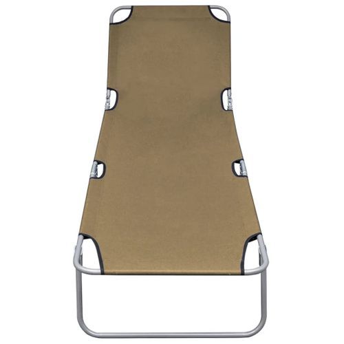 Chaise longue pliable avec dossier réglable Taupe - Photo n°3; ?>