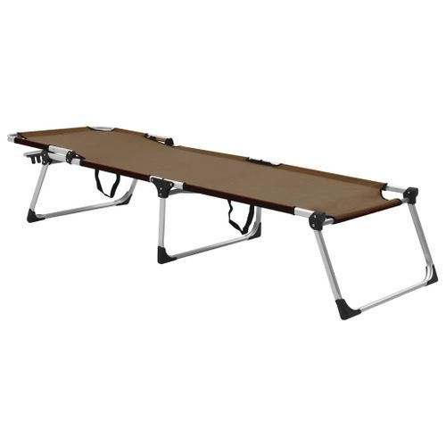 Chaise longue pliable extra haute pour seniors Marron Aluminium - Photo n°2; ?>