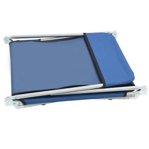 Chaise longue pliable tissu bleu et métal gris Umpki - Lot de 2 - Photo n°3; ?>
