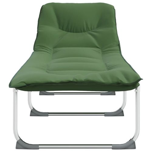 Chaise longue pliable vert foncé tissu - Photo n°3; ?>