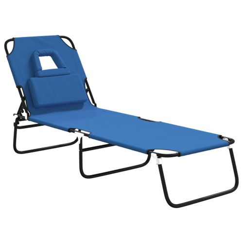Chaise longue pliante bleu tissu oxford acier enduit de poudre - Photo n°2; ?>