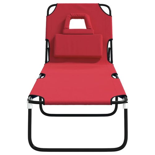 Chaise longue pliante rouge tissu oxford acier enduit de poudre - Photo n°3; ?>