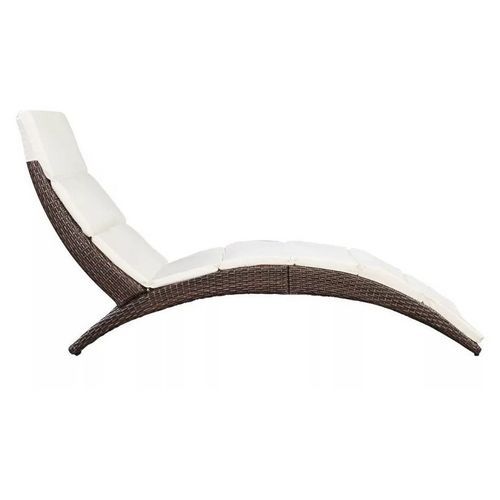 Chaise longue pliante tissu blanc et résine marron Manap - Photo n°2; ?>