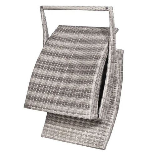 Chaise longue pliante tissu blanc et résine tressée gris Manap - Photo n°3; ?>