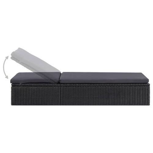 Chaise longue Résine tressée Noir et gris foncé - Photo n°3; ?>