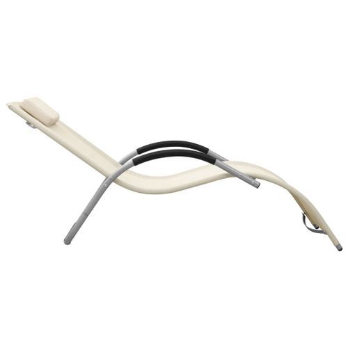 Chaise longue Textilène Crème et gris - Photo n°3; ?>