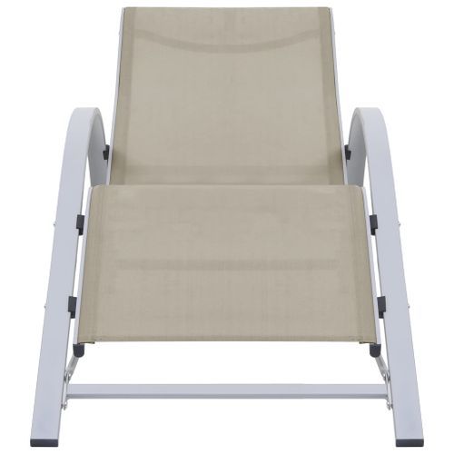 Chaise longue Textilène et aluminium Crème 2 - Photo n°2; ?>