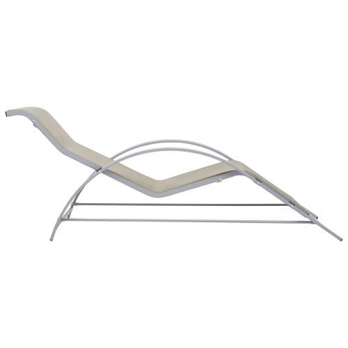 Chaise longue Textilène et aluminium Crème 2 - Photo n°3; ?>