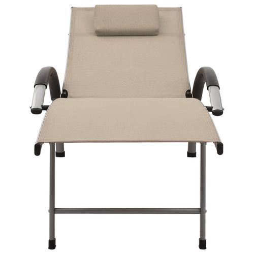 Chaise longue Textilène et aluminium Crème - Photo n°2; ?>