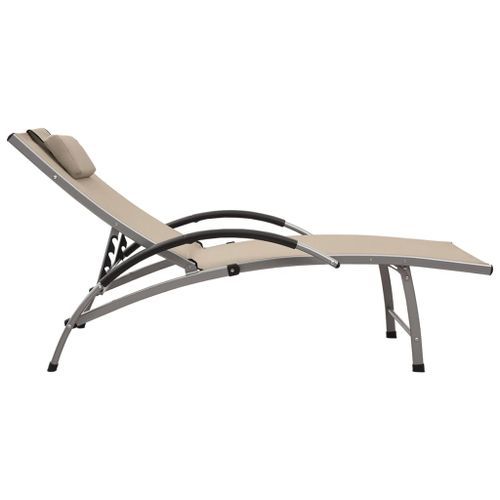 Chaise longue Textilène et aluminium Crème - Photo n°3; ?>