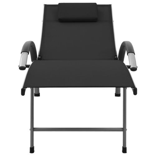 Chaise longue Textilène et aluminium Noir 2 - Photo n°2; ?>