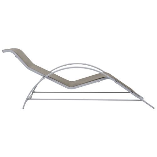 Chaise longue Textilène et aluminium Taupe - Photo n°3; ?>