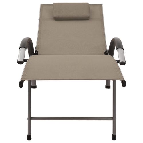 Chaise longue Textilène et aluminium Taupe 2 - Photo n°2; ?>