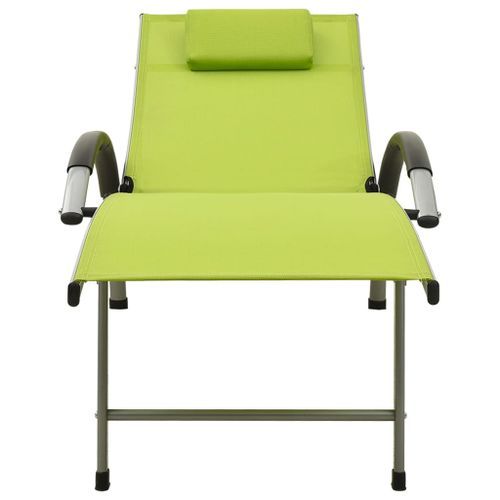 Chaise longue Textilène et aluminium Vert 2 - Photo n°2; ?>