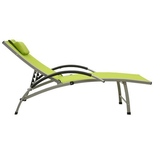 Chaise longue Textilène et aluminium Vert 2 - Photo n°3; ?>