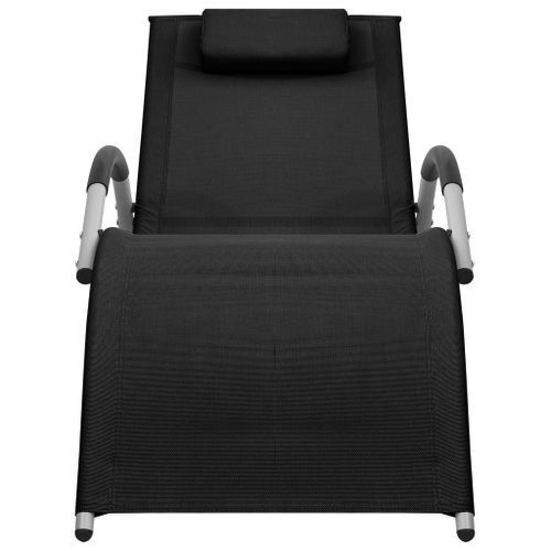 Chaise longue Textilène Noir et gris 2 - Photo n°2; ?>