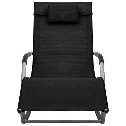 Chaise longue Textilène Noir et gris - Photo n°2; ?>