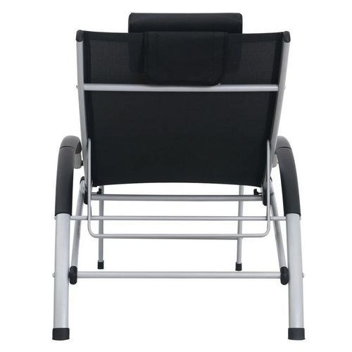 Chaise longue textilène noir et métal argenté Pinku - Photo n°3; ?>