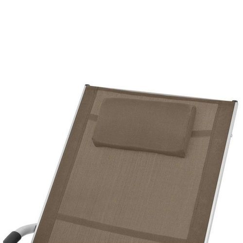 Chaise longue textilène taupe et métal gris Lensar - Photo n°3; ?>