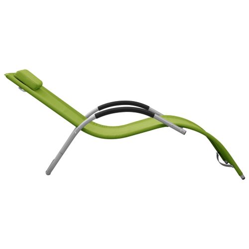 Chaise Longue Textilène Vert Et Gris 15 Chaise longue Textilène Vert et gris - Photo n°3; ?>