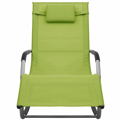 Chaise longue Textilène Vert et gris 2 - Photo n°2; ?>