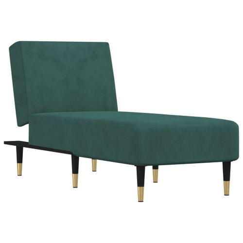 Chaise longue vert foncé velours - Photo n°2; ?>