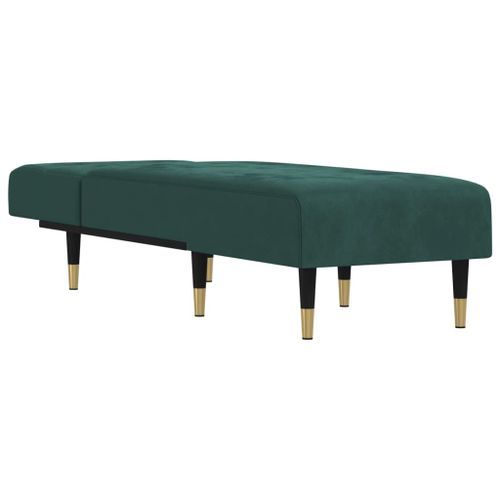 Chaise longue vert foncé velours - Photo n°3; ?>