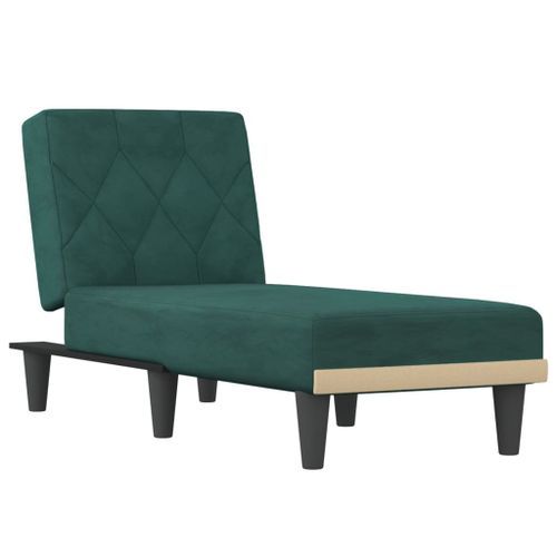 Chaise longue vert foncé velours - Photo n°2; ?>