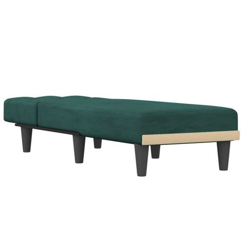 Chaise longue vert foncé velours - Photo n°3; ?>