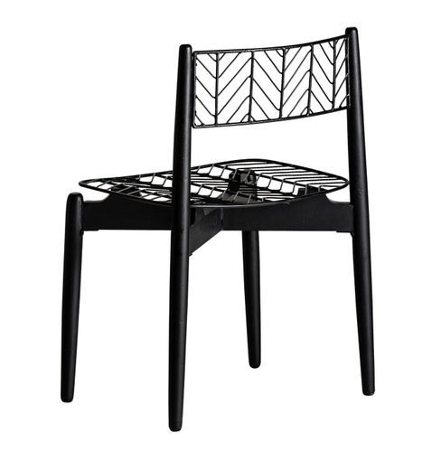 Chaise mahogany massif noir et assise métal Lial - Photo n°3; ?>