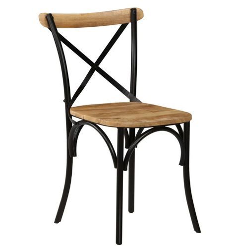 Chaise manguier massif et acier noir Tiphen - Lot de 4 - Photo n°2; ?>