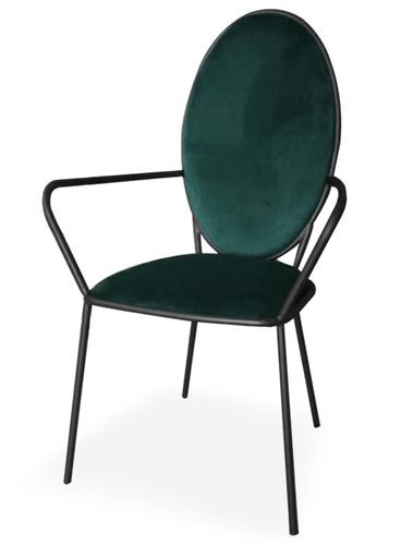 chaise médaillon avec accoudoirs velours vert Richard - Lot de 2 - Photo n°2; ?>