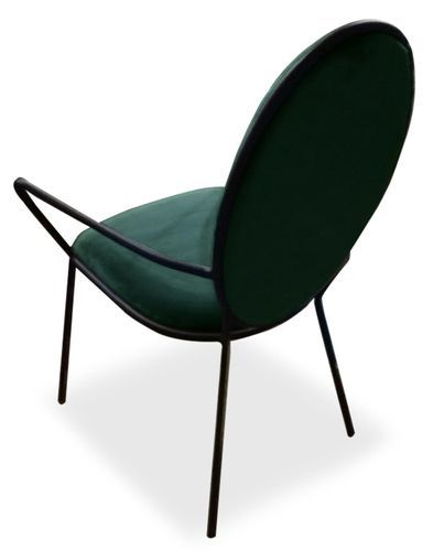 chaise médaillon avec accoudoirs velours vert Richard - Lot de 2 - Photo n°3; ?>