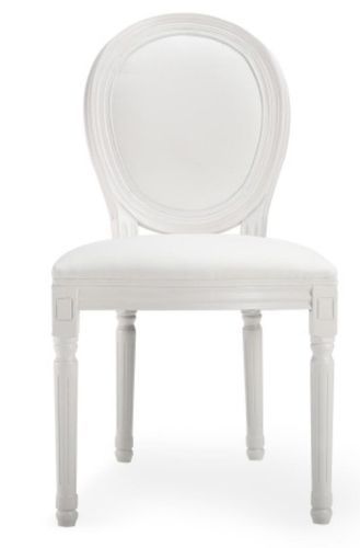 Chaise médaillon bois blanc et simili blanc Louis XVI - Lot de 2 - Photo n°2; ?>