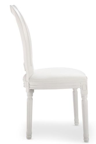 Chaise médaillon bois blanc et simili blanc Louis XVI - Lot de 2 - Photo n°3; ?>