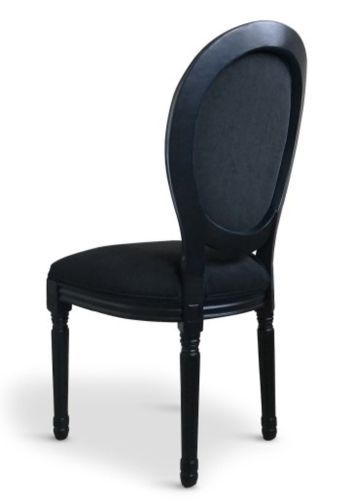 Chaise médaillon bois noir et velours noir Louis XVI - Lot de 2 - Photo n°2; ?>