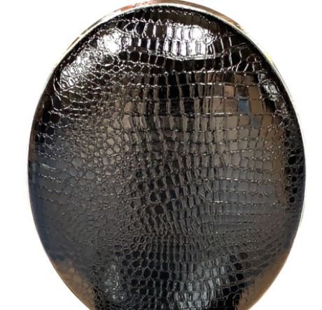 Chaise médaillon simili cuir noir effet croco et pieds métal argenté effet miroir Arel - Lot de 4 - Photo n°2; ?>