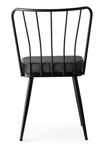 Chaise métal noir et assise velours noir Manky - Lot de 4 - Photo n°3; ?>