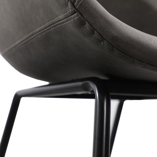 Chaise métal noir laqué et simili cuir beige Karry - Photo n°3; ?>