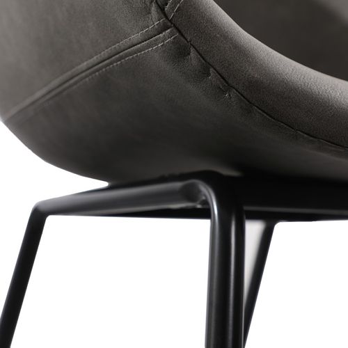 Chaise métal noir laqué et simili cuir bordeaux Karry - Photo n°3; ?>