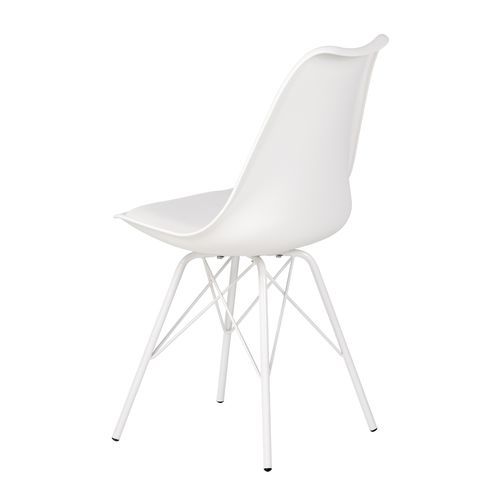 Chaise moderne assise similicuir blanc et pieds métal blanc Kinda - Photo n°2; ?>