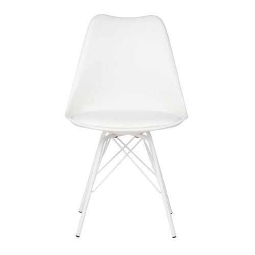Chaise moderne assise similicuir blanc et pieds métal blanc Kinda - Photo n°3; ?>