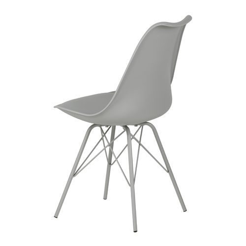 Chaise moderne assise similicuir gris et pieds métal gris Kinda - Photo n°2; ?>