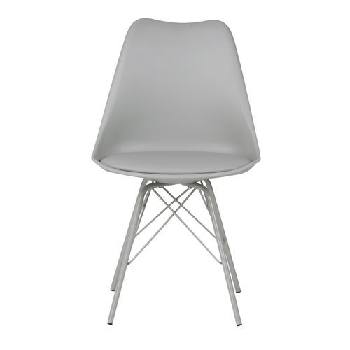 Chaise moderne assise similicuir gris et pieds métal gris Kinda - Photo n°3; ?>