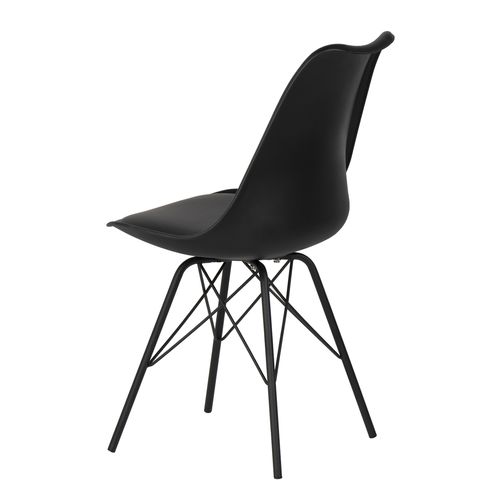 Chaise moderne assise similicuir noir et pieds métal noir Kinda - Photo n°2; ?>