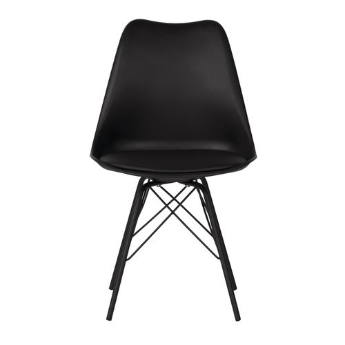 Chaise moderne assise similicuir noir et pieds métal noir Kinda - Photo n°3; ?>