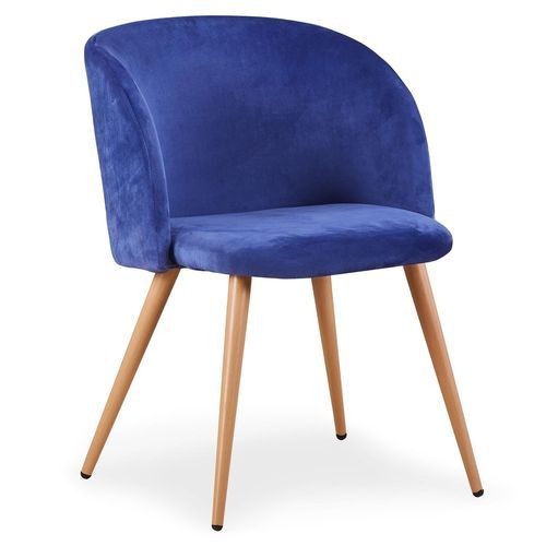 Chaise moderne avec accoudoir velours bleu Snolu - Lot de 2 - Photo n°2; ?>